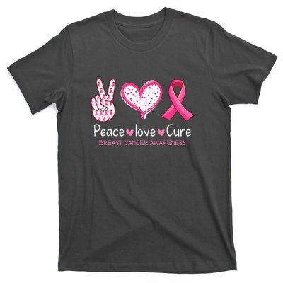 Peace Love Cure Pink Ribbon Breast Cancer Awareness Gift T-Shirt