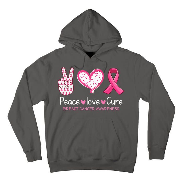 Peace Love Cure Pink Ribbon Breast Cancer Awareness Gift Tall Hoodie