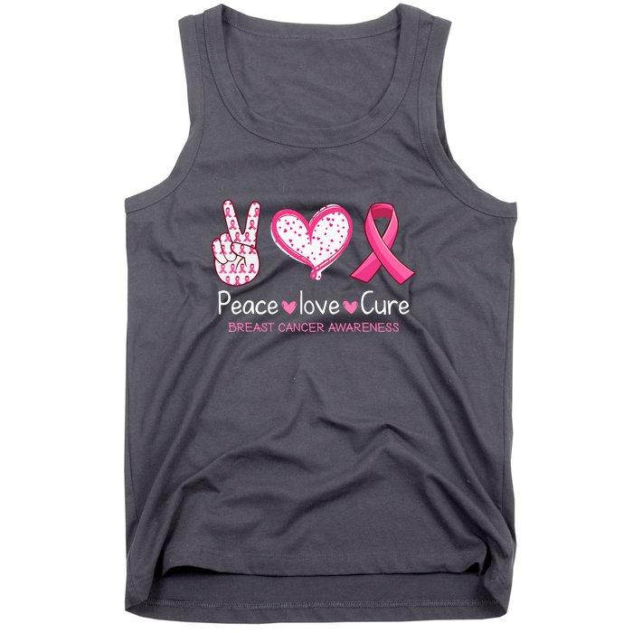 Peace Love Cure Pink Ribbon Breast Cancer Awareness Gift Tank Top