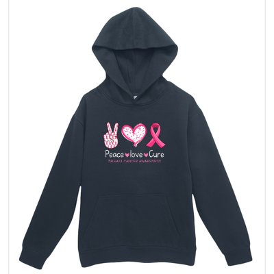 Peace Love Cure Pink Ribbon Breast Cancer Awareness Gift Urban Pullover Hoodie