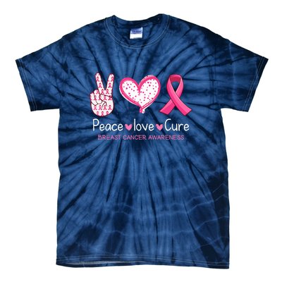 Peace Love Cure Pink Ribbon Breast Cancer Awareness Gift Tie-Dye T-Shirt