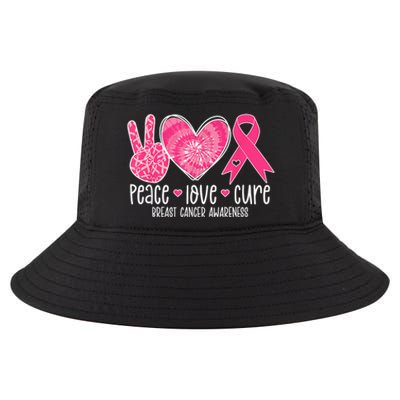 Peace Love Cure Breast Cancer Shirt Pink Ribbon Awareness Cool Comfort Performance Bucket Hat