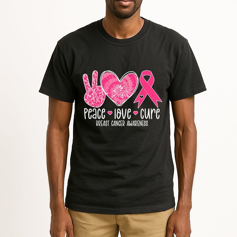 Peace Love Cure Breast Cancer Shirt Pink Ribbon Awareness Tall T-Shirt
