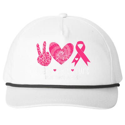 Peace Love Cure Breast Cancer Shirt Pink Ribbon Awareness Snapback Five-Panel Rope Hat