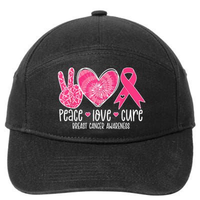 Peace Love Cure Breast Cancer Shirt Pink Ribbon Awareness 7-Panel Snapback Hat