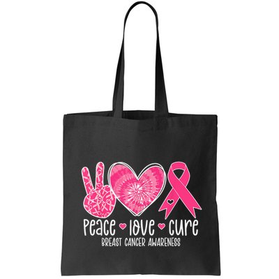 Peace Love Cure Breast Cancer Shirt Pink Ribbon Awareness Bag