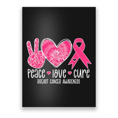 Peace Love Cure Breast Cancer Shirt Pink Ribbon Awareness Poster