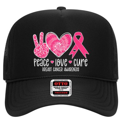 Peace Love Cure Breast Cancer Shirt Pink Ribbon Awareness Trucker Hat