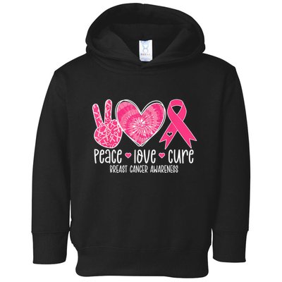 Peace Love Cure Breast Cancer Shirt Pink Ribbon Awareness Toddler Hoodie