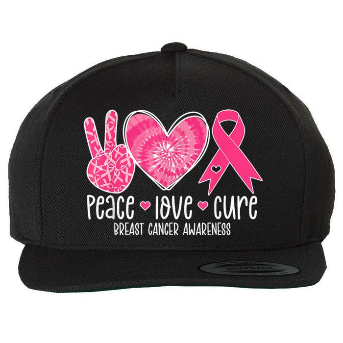 Peace Love Cure Breast Cancer Shirt Pink Ribbon Awareness Wool Snapback Cap