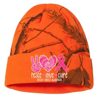 Peace Love Cure Breast Cancer Shirt Pink Ribbon Awareness Kati Licensed 12" Camo Beanie