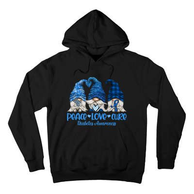 Peace Love Cure Gnome Diabetes Awareness Month Cute Gnomies Premium Hoodie