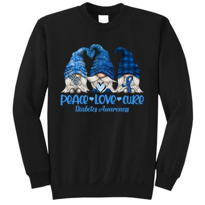 Peace Love Cure Gnome Diabetes Awareness Month Cute Gnomies Premium Sweatshirt