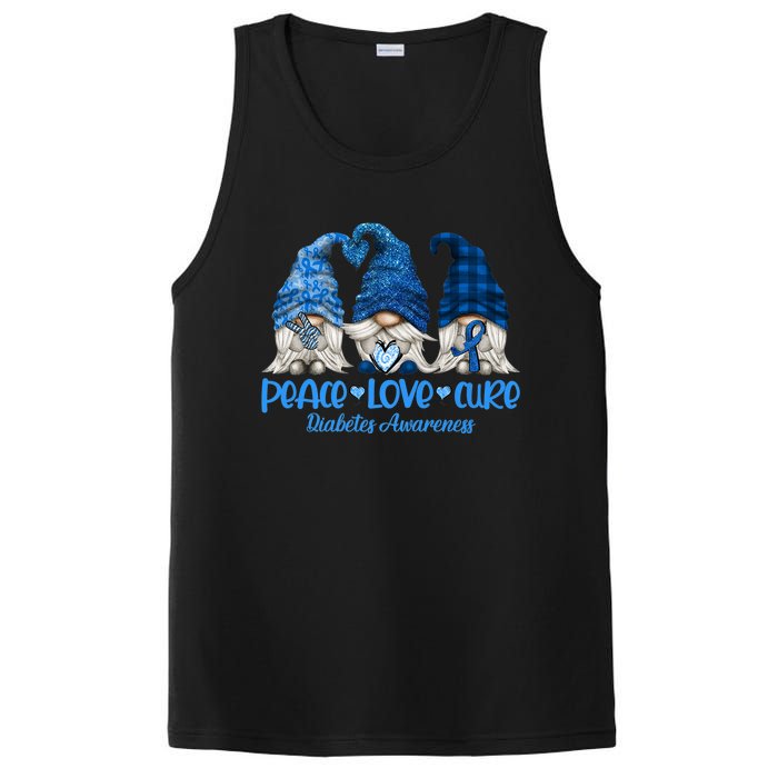 Peace Love Cure Gnome Diabetes Awareness Month Cute Gnomies Premium PosiCharge Competitor Tank