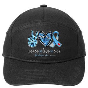 Peace Love Cure Grey Blue Ribbon Diabetes Awareness 7-Panel Snapback Hat