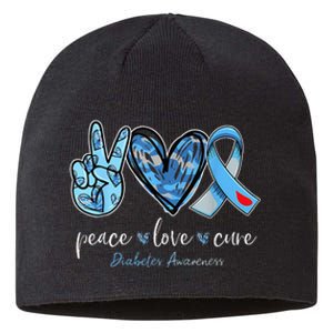 Peace Love Cure Grey Blue Ribbon Diabetes Awareness Sustainable Beanie