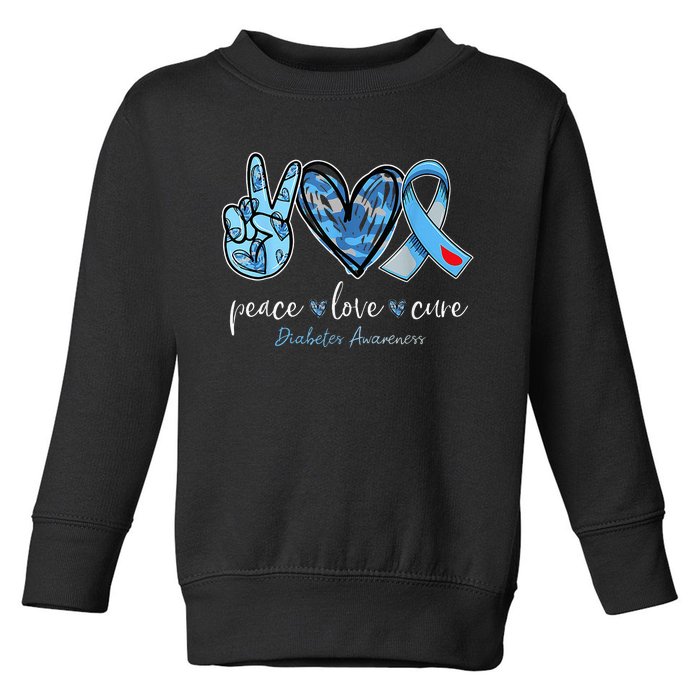 Peace Love Cure Grey Blue Ribbon Diabetes Awareness Toddler Sweatshirt