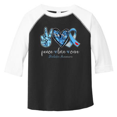 Peace Love Cure Grey Blue Ribbon Diabetes Awareness Toddler Fine Jersey T-Shirt