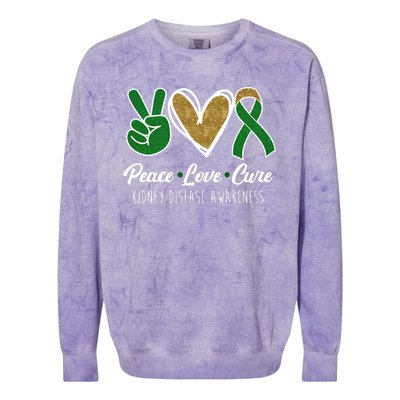 Peace Love Cure Kidney Disease Awareness Colorblast Crewneck Sweatshirt