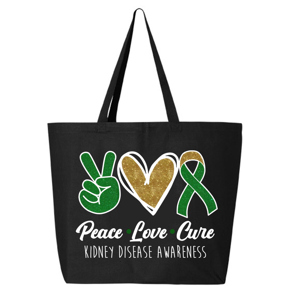 Peace Love Cure Kidney Disease Awareness 25L Jumbo Tote