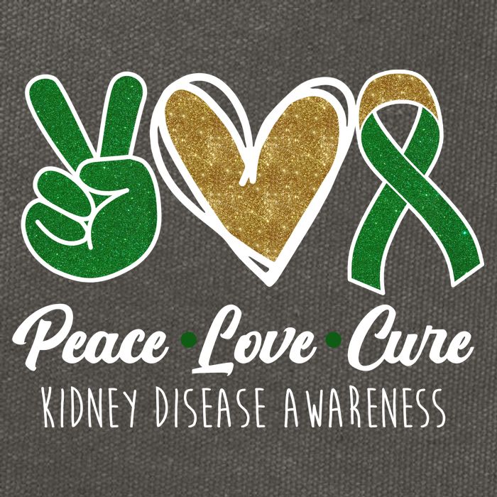 Peace Love Cure Kidney Disease Awareness Cotton Canvas Backpack