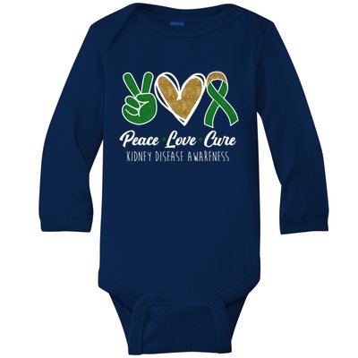 Peace Love Cure Kidney Disease Awareness Baby Long Sleeve Bodysuit