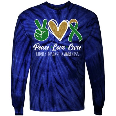 Peace Love Cure Kidney Disease Awareness Tie-Dye Long Sleeve Shirt