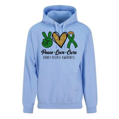 Peace Love Cure Kidney Disease Awareness Unisex Surf Hoodie