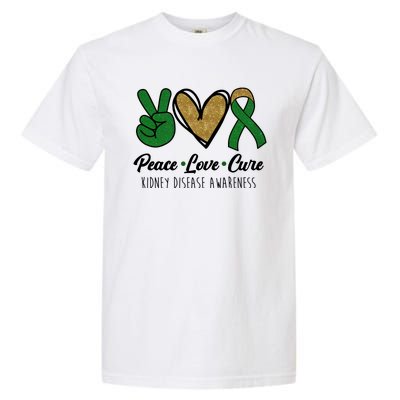 Peace Love Cure Kidney Disease Awareness Garment-Dyed Heavyweight T-Shirt