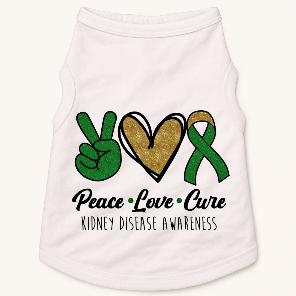 Peace Love Cure Kidney Disease Awareness Doggie Tank