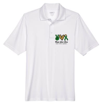 Peace Love Cure Kidney Disease Awareness Men's Origin Performance Piqué Polo