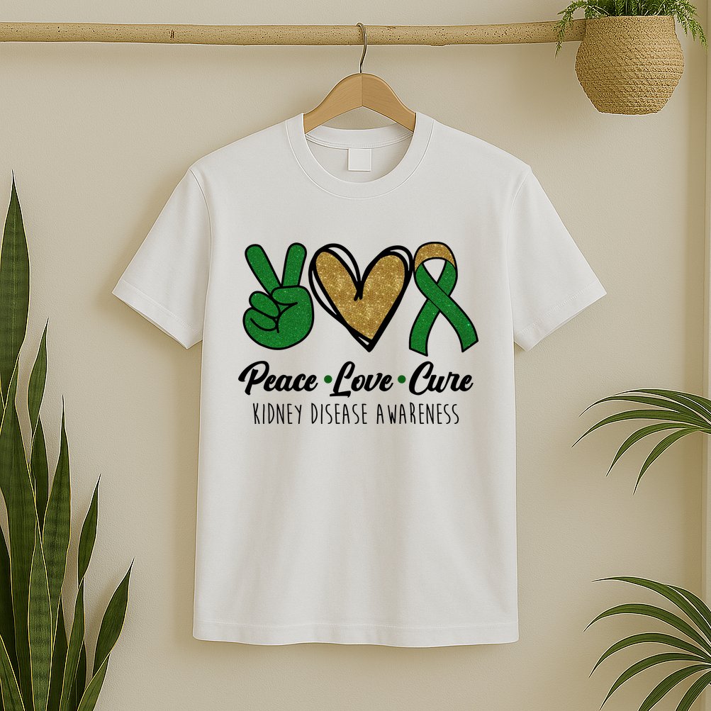Peace Love Cure Kidney Disease Awareness T-Shirt