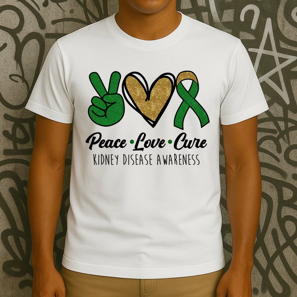 Peace Love Cure Kidney Disease Awareness T-Shirt