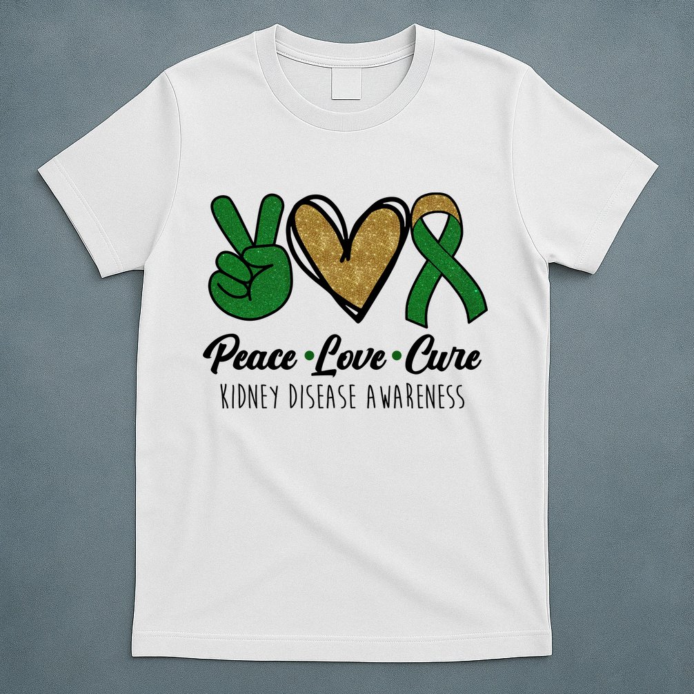 Peace Love Cure Kidney Disease Awareness T-Shirt