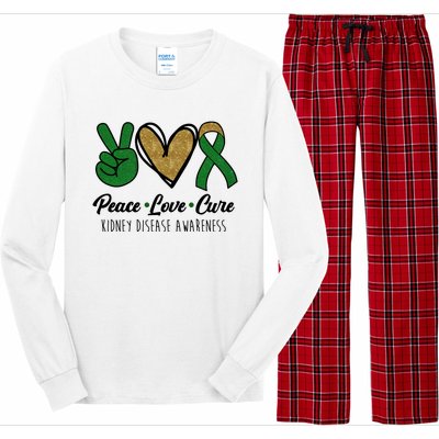 Peace Love Cure Kidney Disease Awareness Long Sleeve Pajama Set