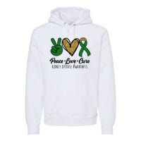 Peace Love Cure Kidney Disease Awareness Premium Hoodie