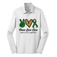 Peace Love Cure Kidney Disease Awareness Silk Touch Performance Long Sleeve Polo