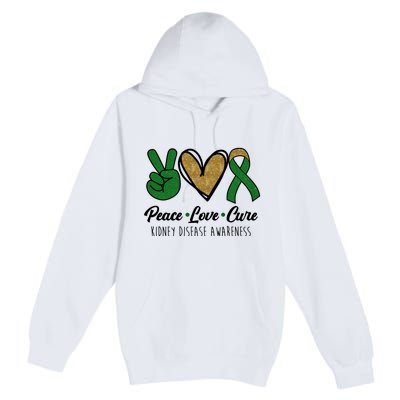 Peace Love Cure Kidney Disease Awareness Premium Pullover Hoodie