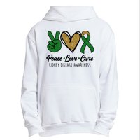 Peace Love Cure Kidney Disease Awareness Urban Pullover Hoodie