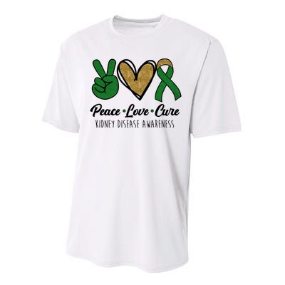 Peace Love Cure Kidney Disease Awareness Performance Sprint T-Shirt