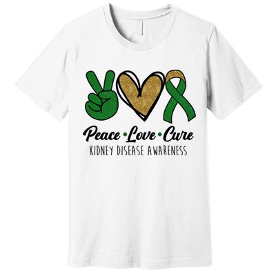 Peace Love Cure Kidney Disease Awareness Premium T-Shirt
