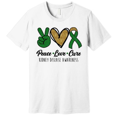 Peace Love Cure Kidney Disease Awareness Premium T-Shirt