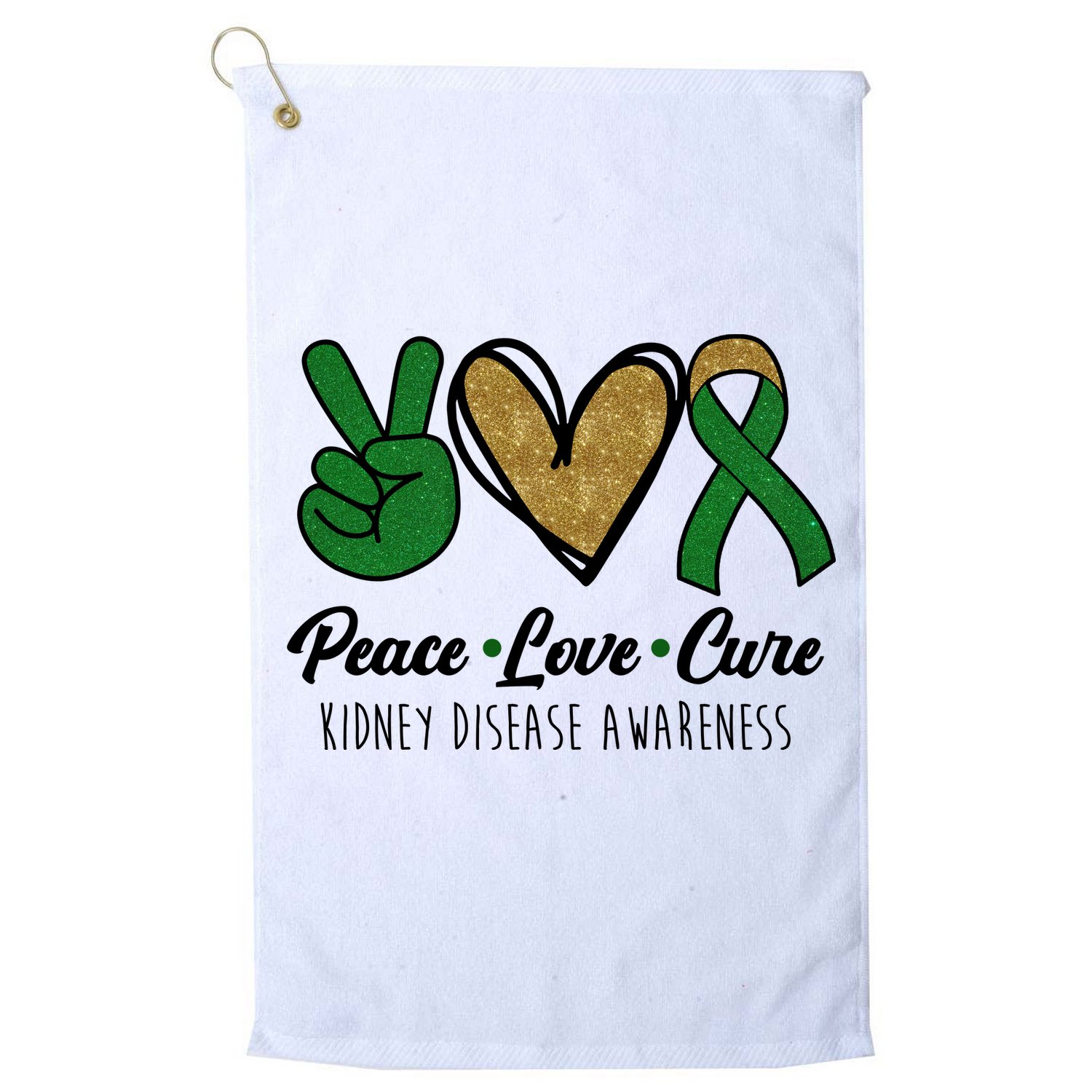 Peace Love Cure Kidney Disease Awareness Golf Towel