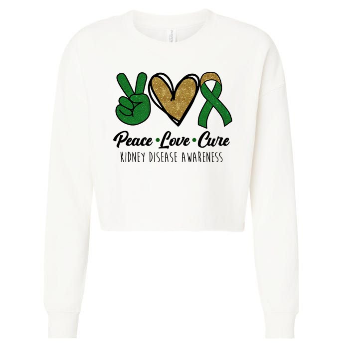 Peace Love Cure Kidney Disease Awareness Cropped Pullover Crew