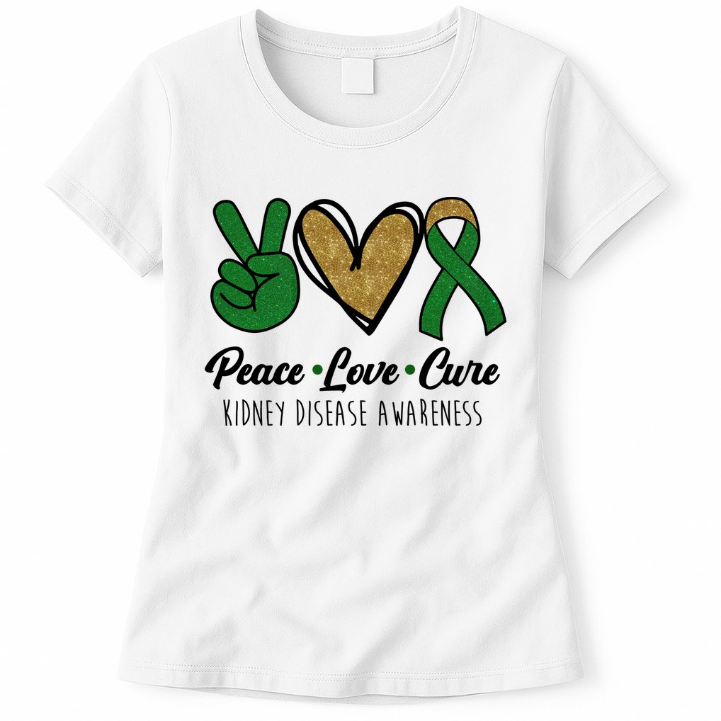 Peace Love Cure Kidney Disease Awareness Womens T-Shirt