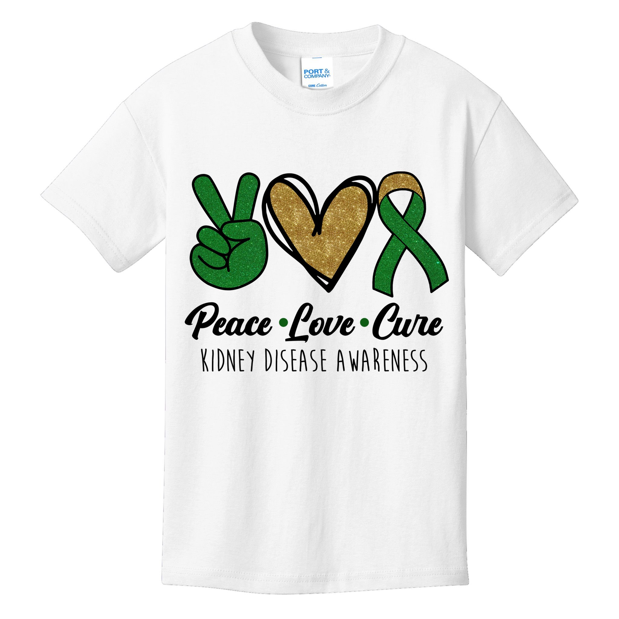 Peace Love Cure Kidney Disease Awareness Kids T-Shirt