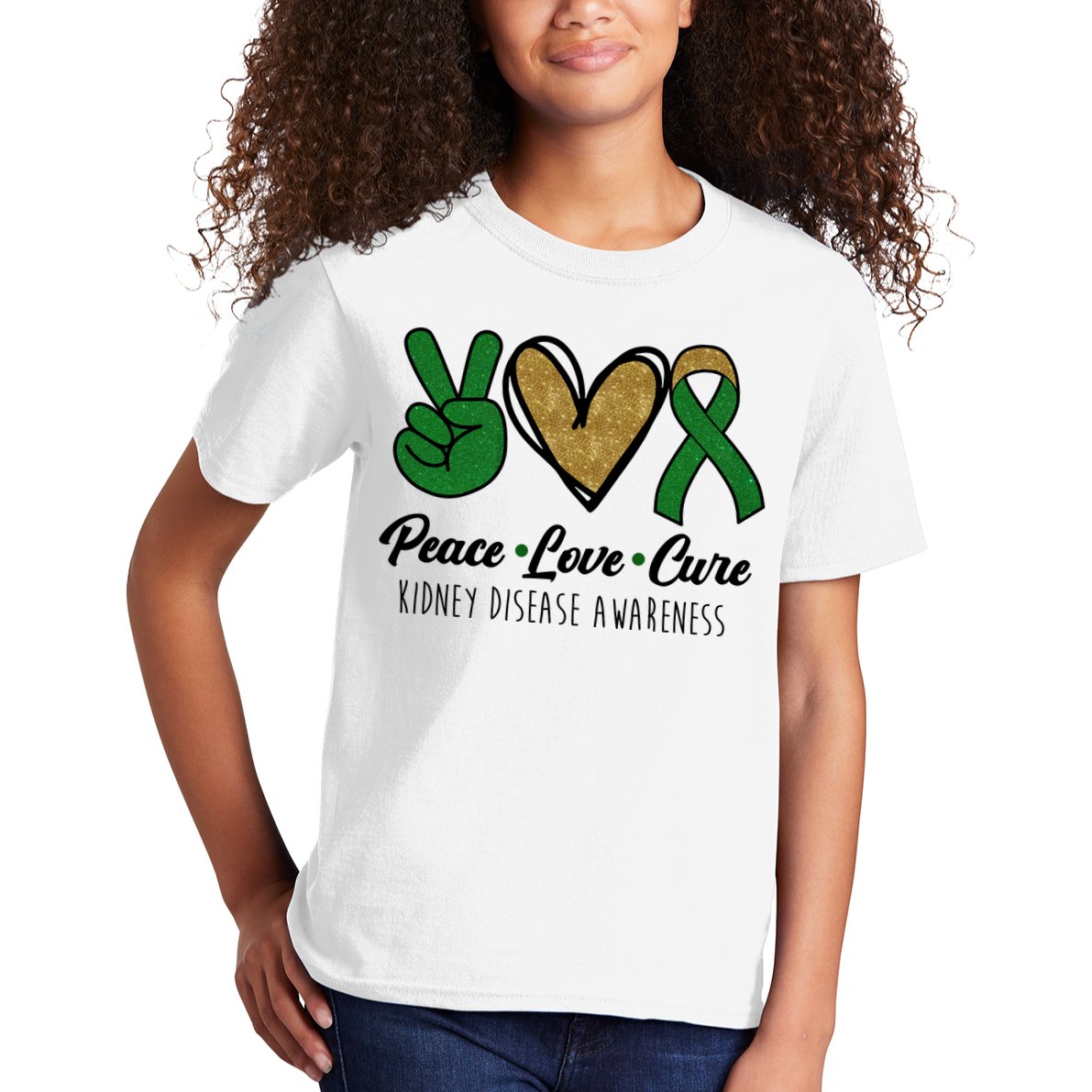 Peace Love Cure Kidney Disease Awareness Kids T-Shirt