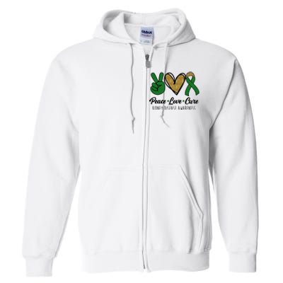 Peace Love Cure Kidney Disease Awareness Full Zip Hoodie