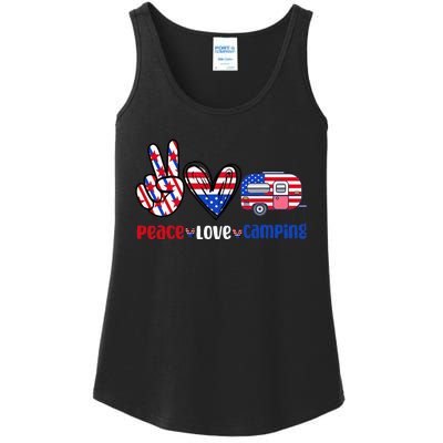 Peace Love Camp 4th of July Celebration Ladies Essential Tank