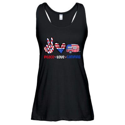 Peace Love Camp 4th of July Celebration Ladies Essential Flowy Tank